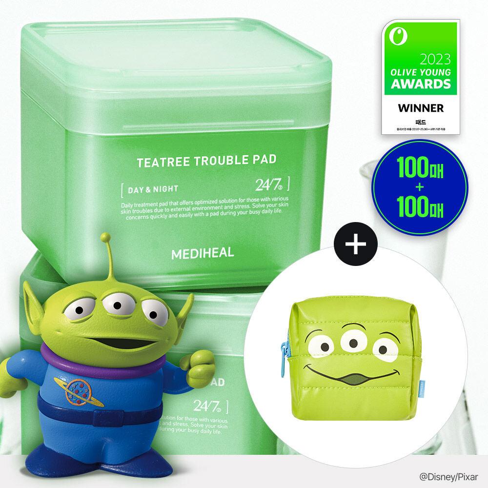 [Pouch Gift] Mediheal Tea Tree Trouble Pad 100 sheets (+100 sheets double gift Disney Pixar plan)-0
