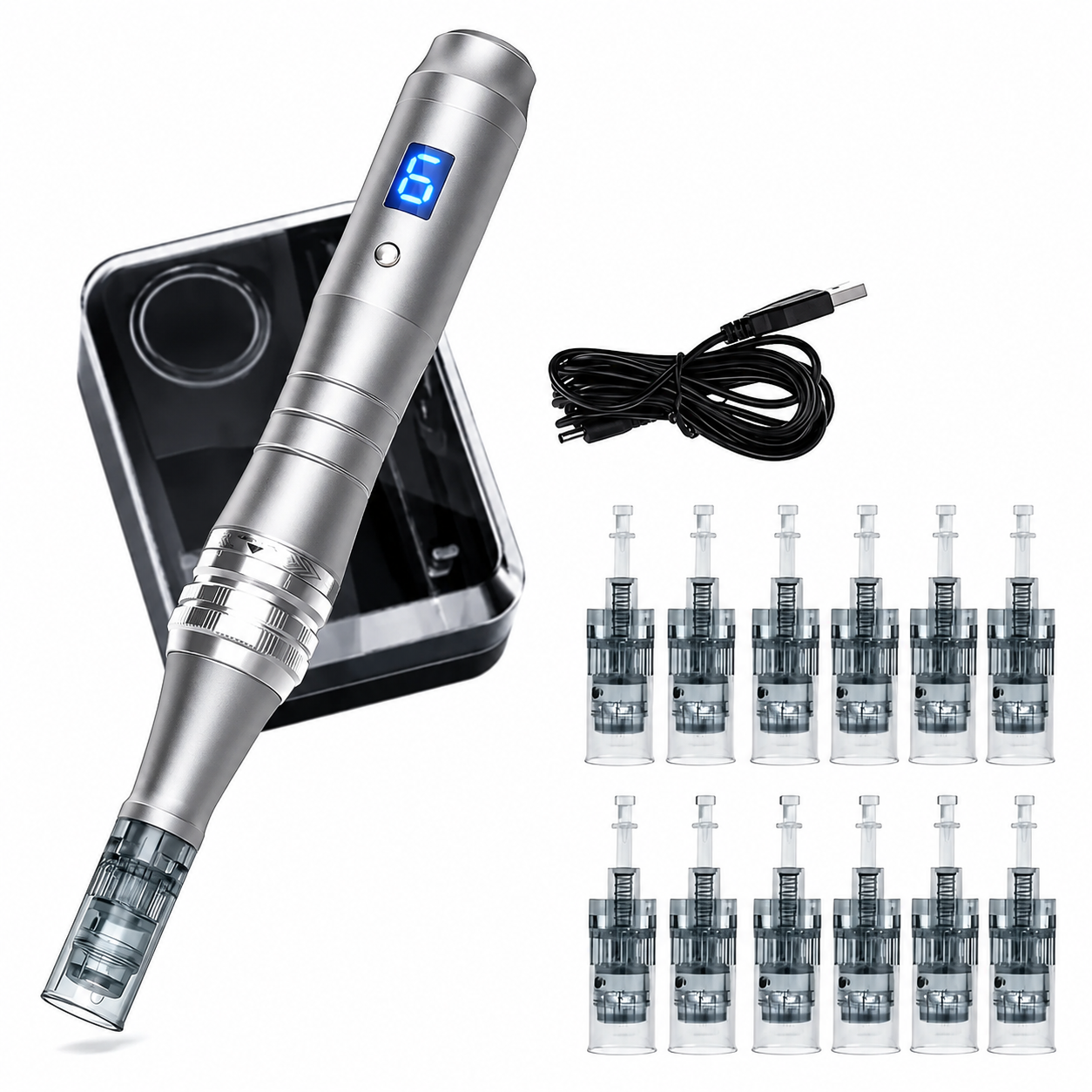 Follicly® Derma Pen + 12 Replacement Cartridges-0